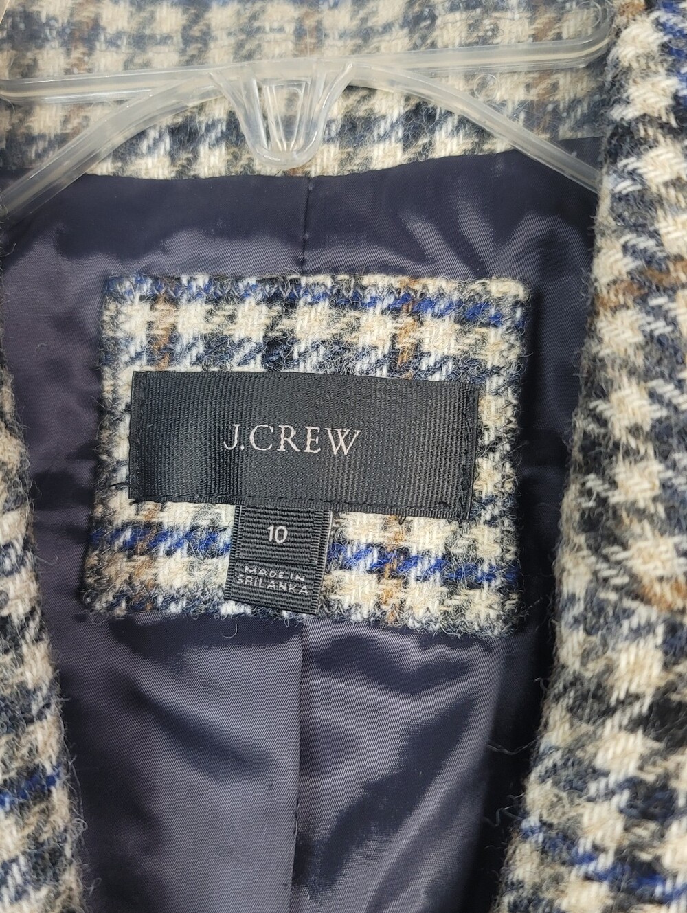 J. Crew Campbell Blazer Abraham Moon Tweed Houndstooth Patch Size 10 - Picture 9 of 10